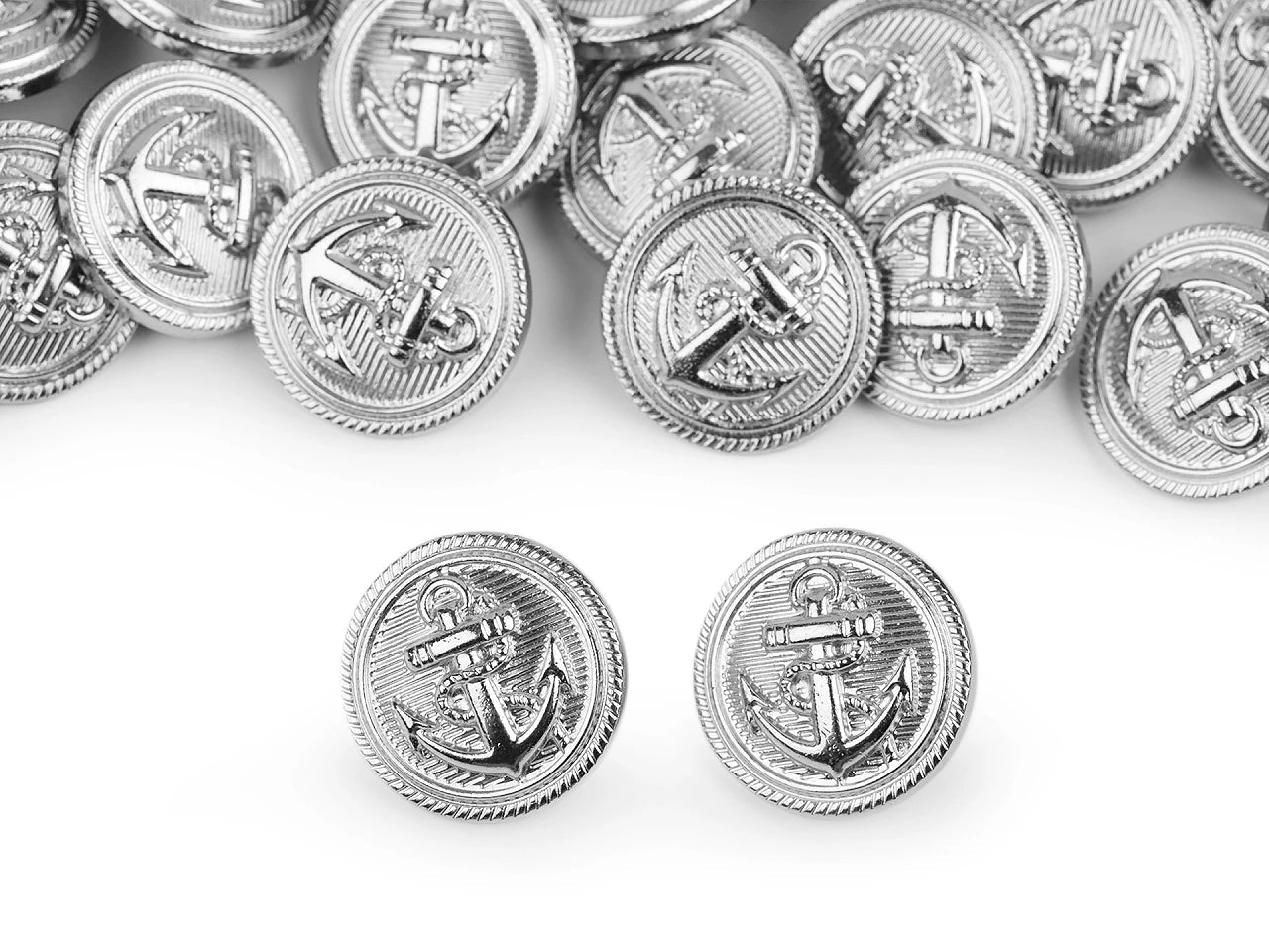 Buttons with shank 22 mm - silver anchor
