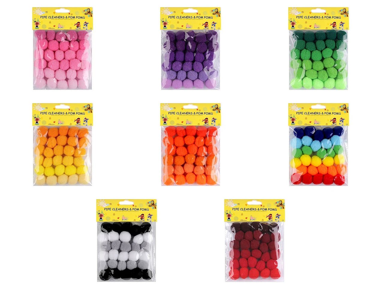 Set de pompons Ø20 mm | 30 pièces | variantes de couleurs assorties