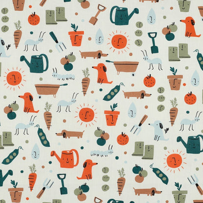 Image avec tissu premium 100 % coton, « vie de jardin » — disponible en ligne, Šarlotes audumi