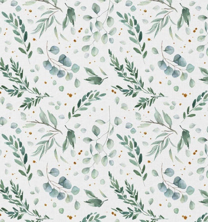 Tissu premium 100 % coton, feuilles d’eucalyptus, 115 g/m² – disponible chez Šarlotes audumi