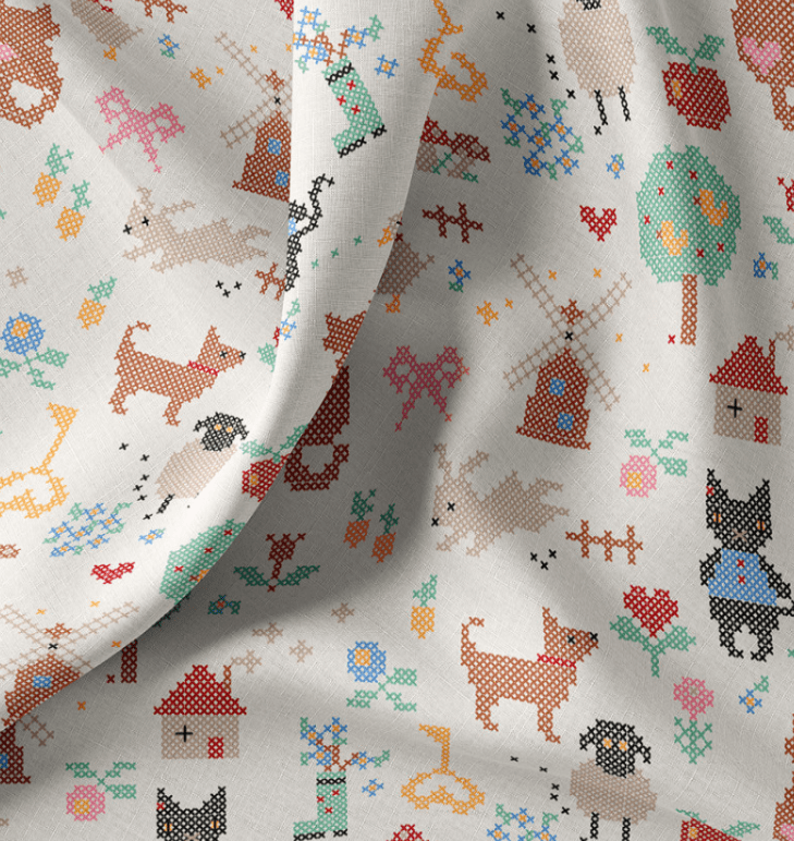Image avec tissu Premium 100 % coton à points de croix – disponible en ligne chez Šarlotes audumi