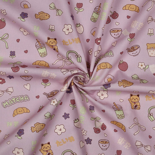 Image avec tissu premium 100 % coton - macha et vacances – disponible en ligne chez Šarlotes audumi