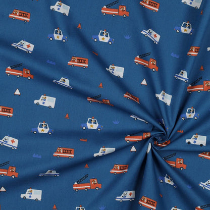 Premium 100% cotton fabric - police, fire and ambulance vehicles 110 g/m² (GOTS certified)