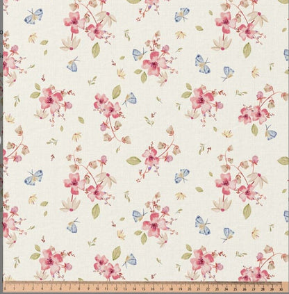 Tissu Premium 100 % coton, motif floral romantique de printemps, 115 g/m² – disponible chez Šarlotes audumi