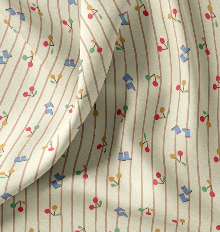 Image avec tissu Premium 100 % coton - motif printanier ludique 115 g/m² – disponible chez Šarlotes audumi