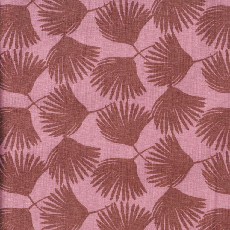 Premium 100% cotton fabric - pink palm leaves 115 g/m²
