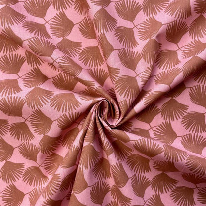 Premium 100% cotton fabric - pink palm leaves 115 g/m²