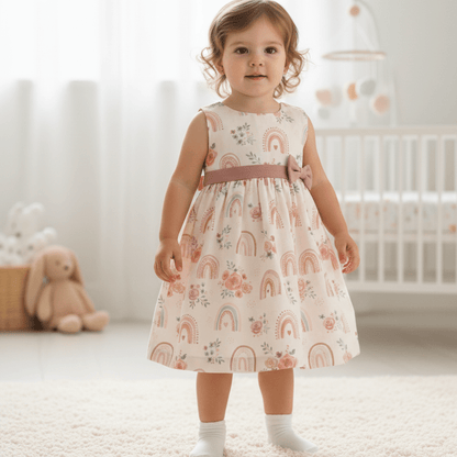 Image with Premium 100% cotton fabric - roses with rainbows 130 g/m² – available at Charlotte’s fabrics