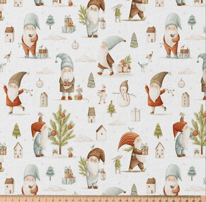 Image avec tissu 100 % coton premium – Noël des lutins, disponible en ligne chez Tissus Charlotte