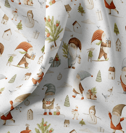 Image avec tissu 100 % coton premium – Noël des lutins, disponible en ligne chez Tissus Charlotte