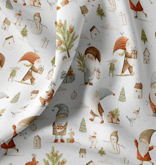 Image avec tissu 100 % coton premium – Noël des lutins, disponible en ligne chez Tissus Charlotte