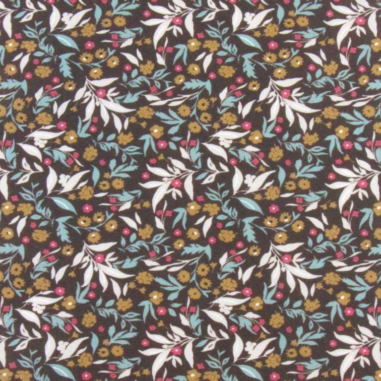 Premium 100% cotton fabric - subtle pattern on a dark brown background 115 g/m²