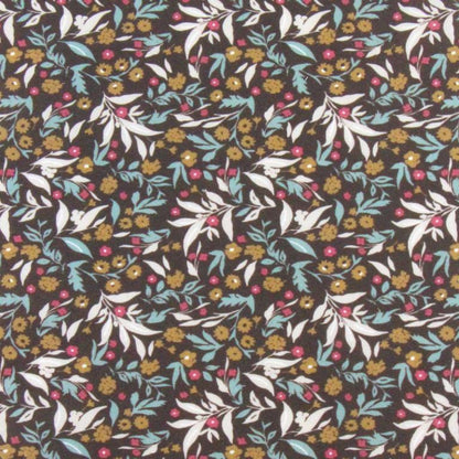 Premium 100% cotton fabric - subtle pattern on a dark brown background 115 g/m²