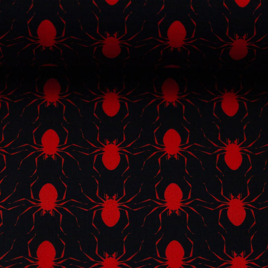 Tissu premium 100 % coton - araignées rouges 130 g/m²