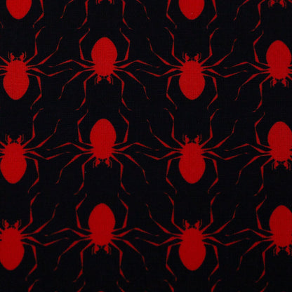 Premium 100% cotton fabric - red spiders 130 g/m²