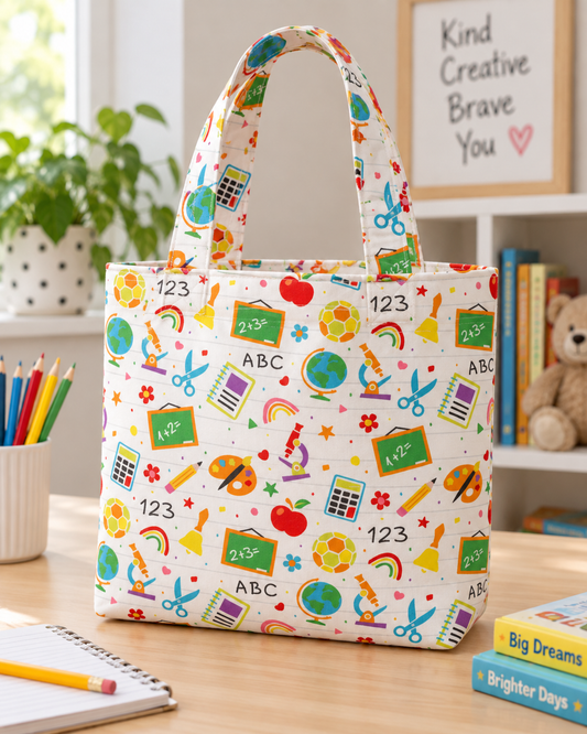 Image avec tissu premium 100 % coton - fournitures scolaires – disponible en ligne Šarlotes audumi