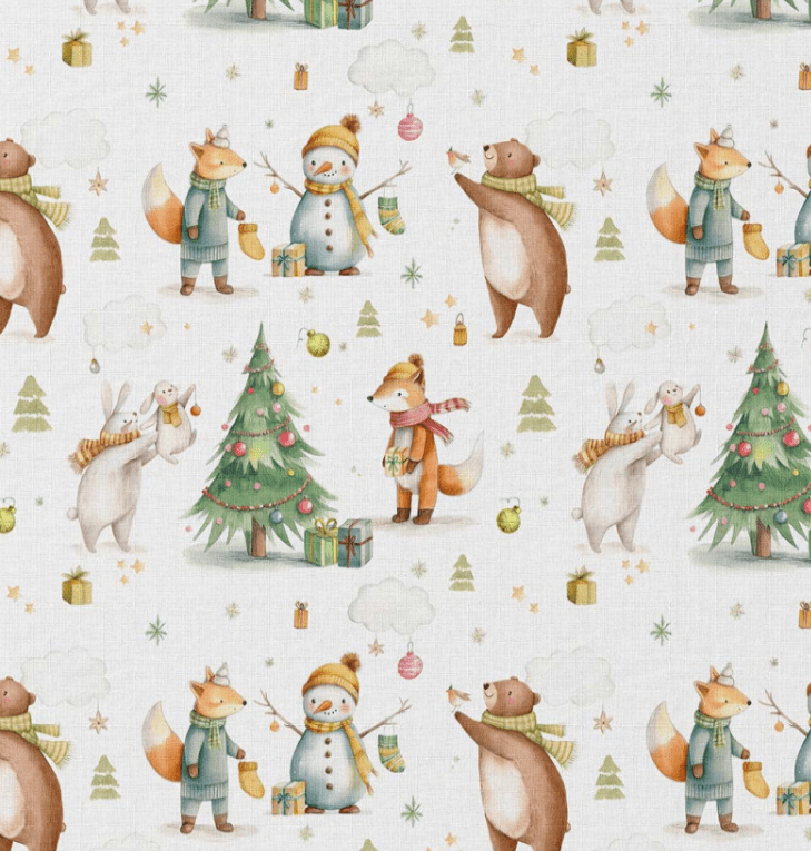 Image en tissu premium 100 % coton – Fêtes en forêt, disponible en ligne chez Šarlotes audumi