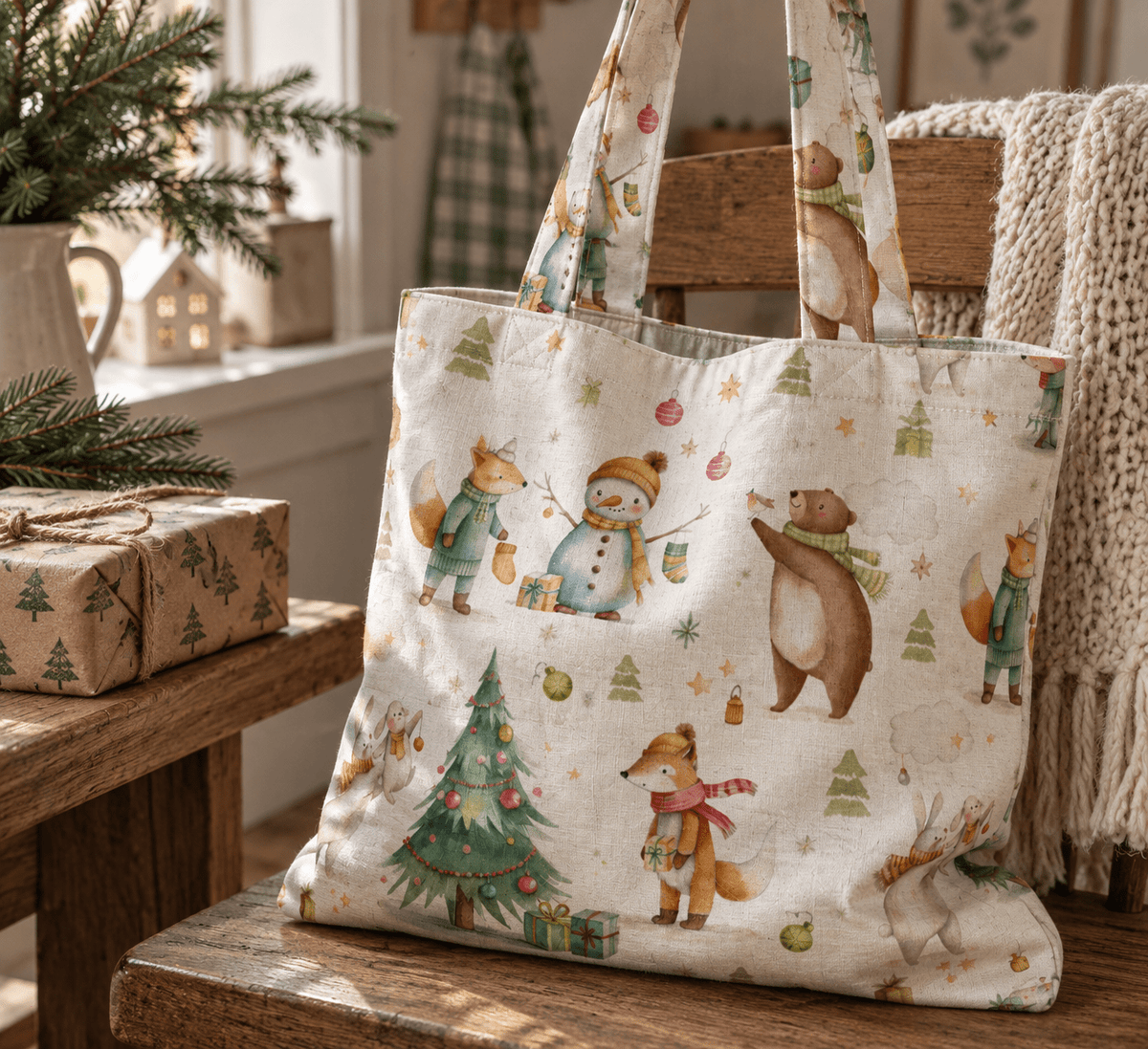 Image en tissu premium 100 % coton – Fêtes en forêt, disponible en ligne chez Šarlotes audumi
