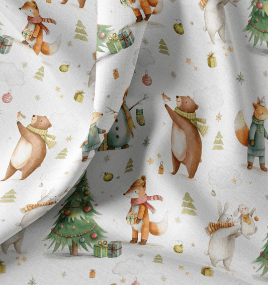Image en tissu premium 100 % coton – Fêtes en forêt, disponible en ligne chez Šarlotes audumi