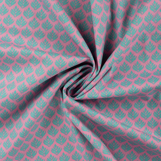 Image du tissu premium 100 % coton - feuilles turquoise – disponible en ligne chez Tissus Charlotte