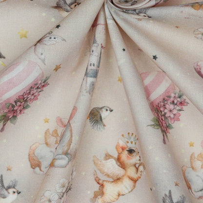 Premium 100% cotton fabric-unicorns on a soft pink background 105 g/m²