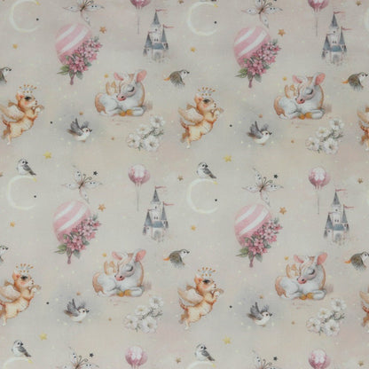 Premium 100% cotton fabric-unicorns on a soft pink background 105 g/m²