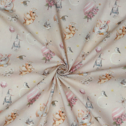 Premium 100% cotton fabric-unicorns on a soft pink background 105 g/m²