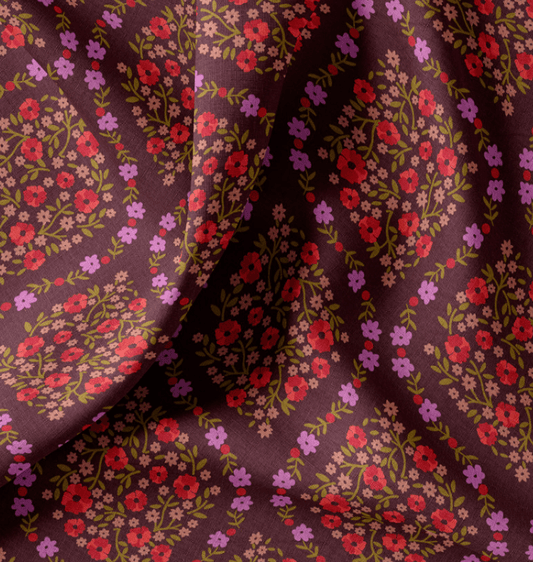 Image avec tissu premium 100 % coton, mandalas florales – disponible en ligne chez Šarlotes audumi