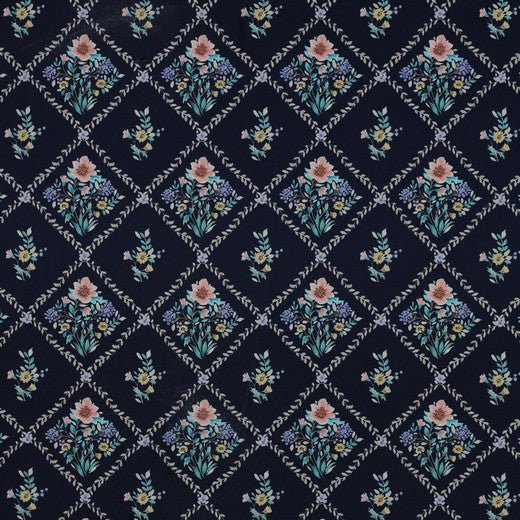 Image avec tissu Premium 100 % coton - losanges floraux 115 g/m² – disponible chez Šarlotes audumi