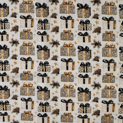 Image avec tissu 100 % coton premium – cadeaux léopard de Noël, disponible en ligne chez Tissus Charlotte