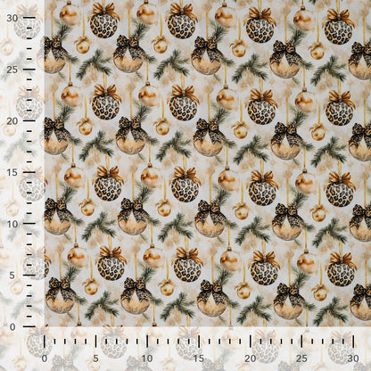Image du tissu premium 100 % coton - décor léopard de Noël – disponible en ligne chez Šarlotes audumi
