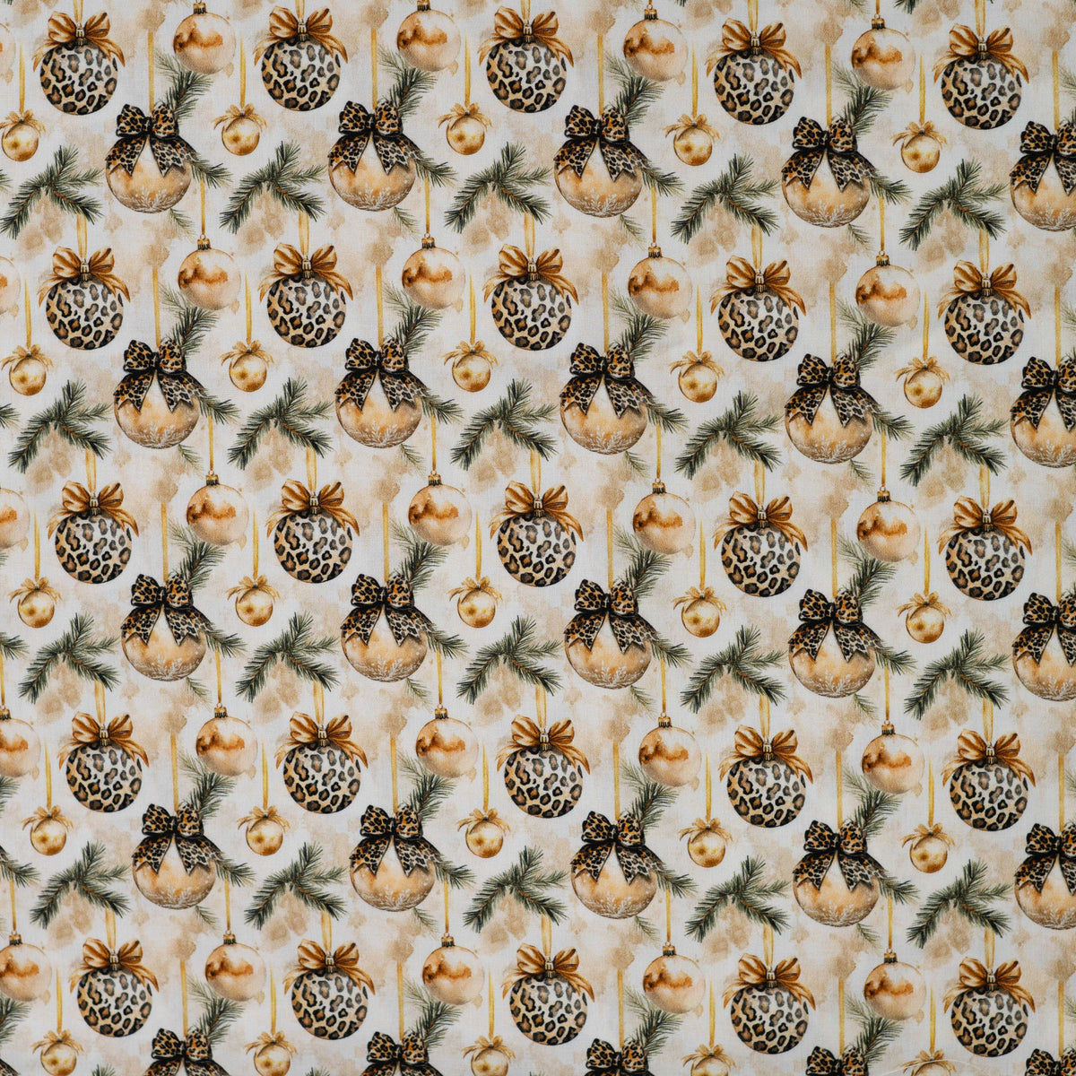 Image du tissu premium 100 % coton - décor léopard de Noël – disponible en ligne chez Šarlotes audumi