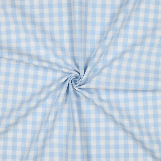 Premium 100 % coton - tissu bleu à carreaux 110 g/m²