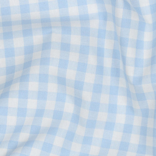 Tissu premium 100 % coton - bleu à carreaux 110 g/m²