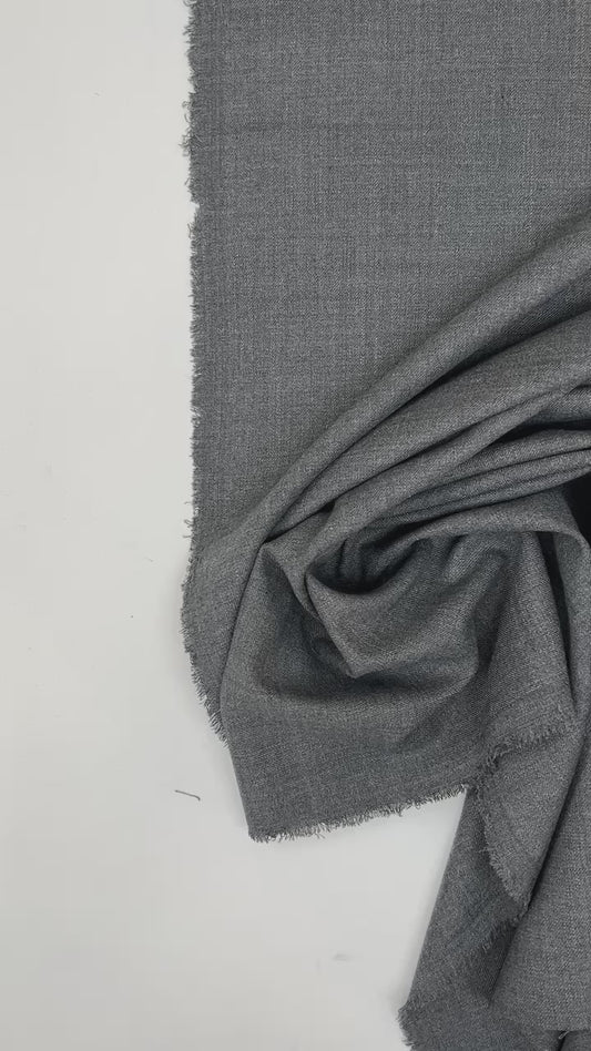 Tissu en laine avec élasthanne-gris chiné 200 g/m²-dernière pièce 42 cm