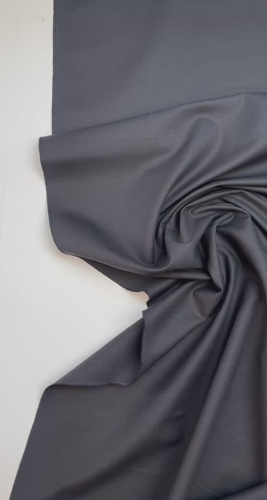 Black cotton suiting fabric with elastane and moiré effect – Italy