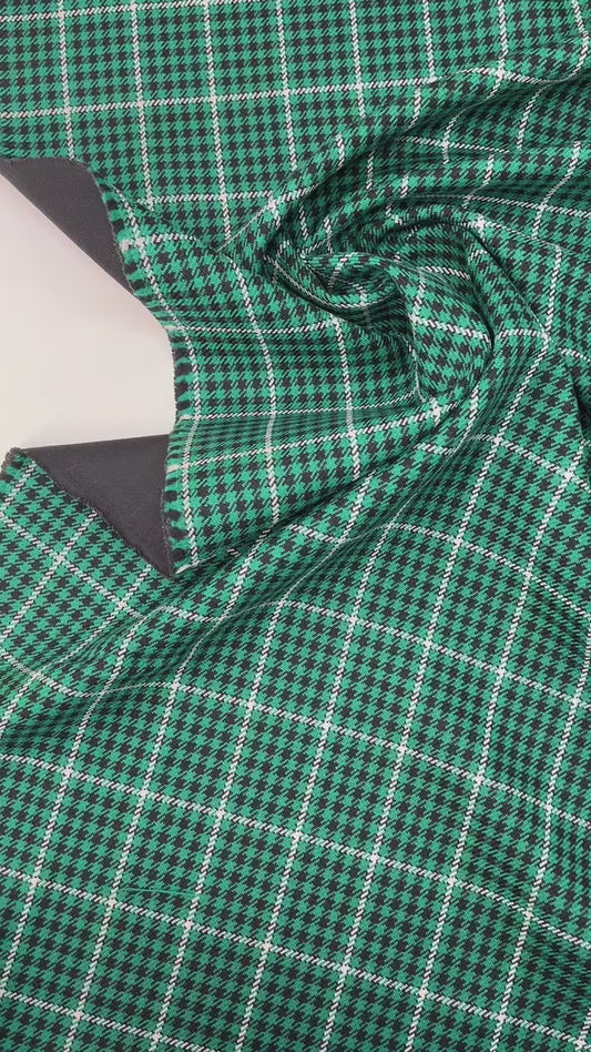 Tweed en laine à carreaux verts 400 g/m²