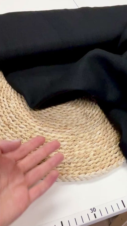 100% Softened linen fabric - black 165 g/m²