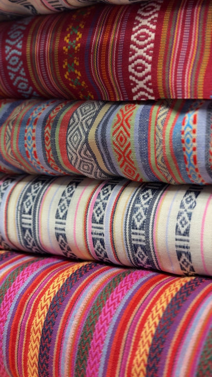 Fabric with ethnic pattern - light tones 200 g/m²
