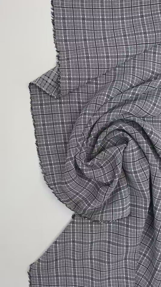 Italian 100% cotton gray plaid fabric 195 g/m²