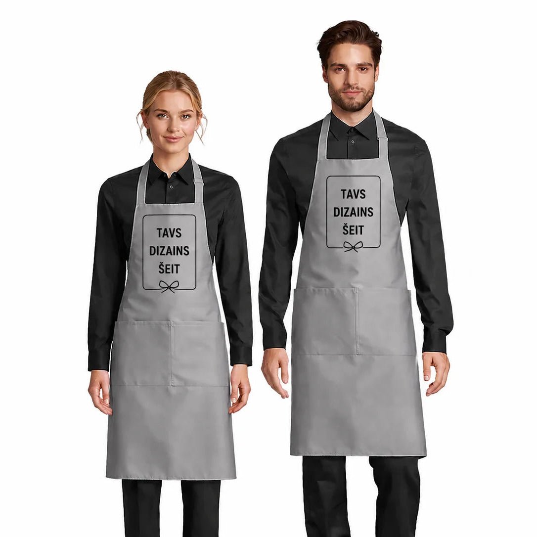 Image de tablier avec votre impression - gris – disponible chez Šarlotes audumi