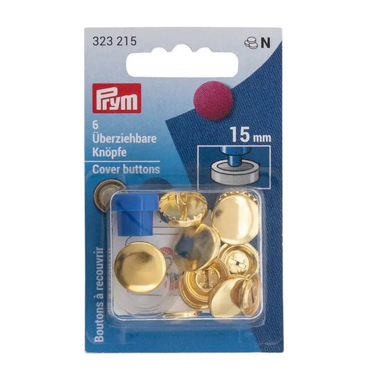 Image des boutons à recouvrir Prym avec gabarit 15 mm – disponible chez Šarlotes audumi