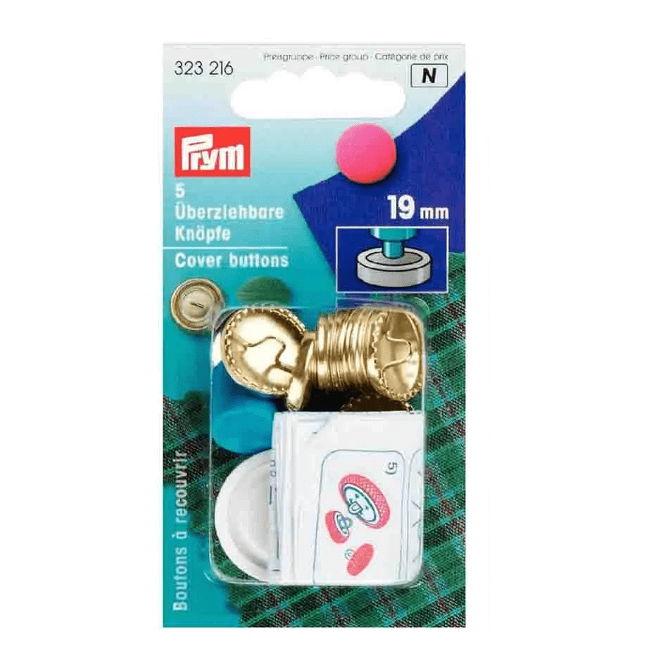 Boutons à recouvrir Prym avec gabarit | 19 mm | 5 pièces | argent/or – disponible chez Šarlotes audumi