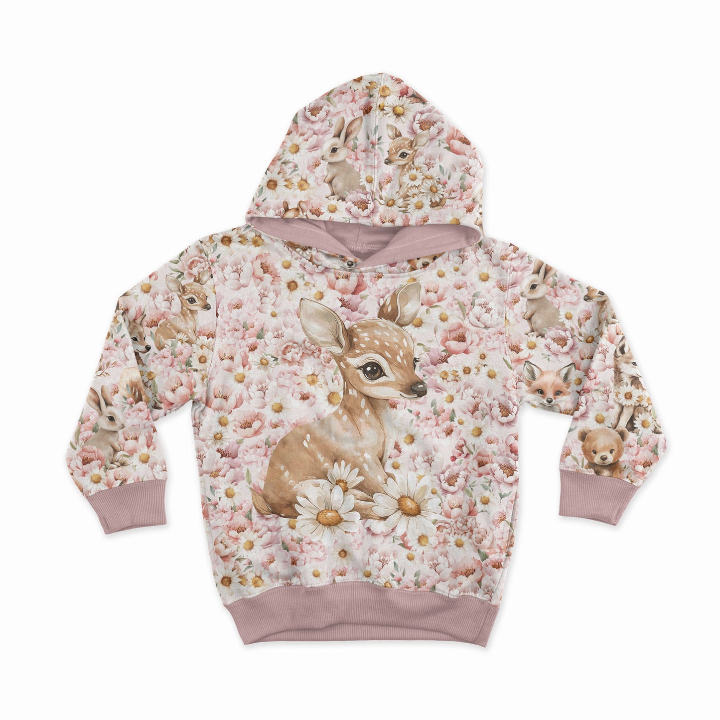 Schlingengewebspanel – Gänseblümchen und Pfingstrosen, Hirsch 250 g/m² | Design-05
