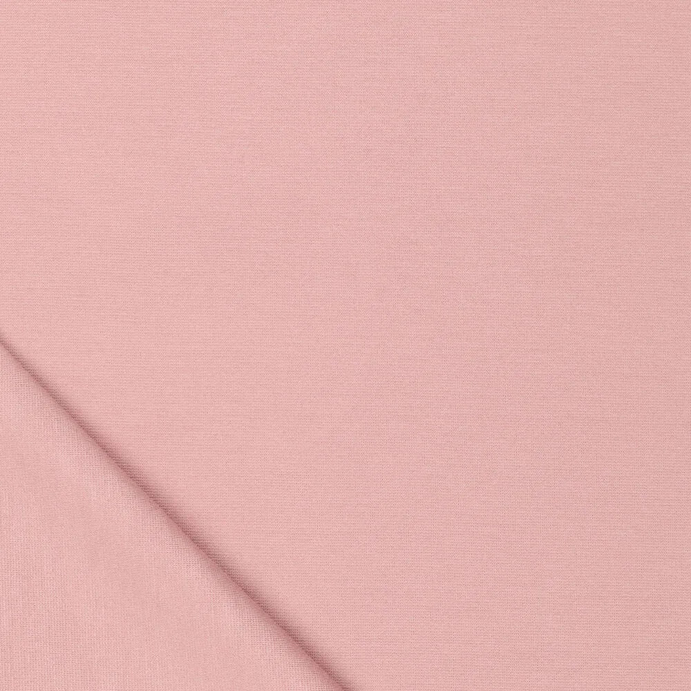 Image de tissu en maille Punta di Roma – rose poudré 320 g/m² – disponible chez Šarlotes audumi