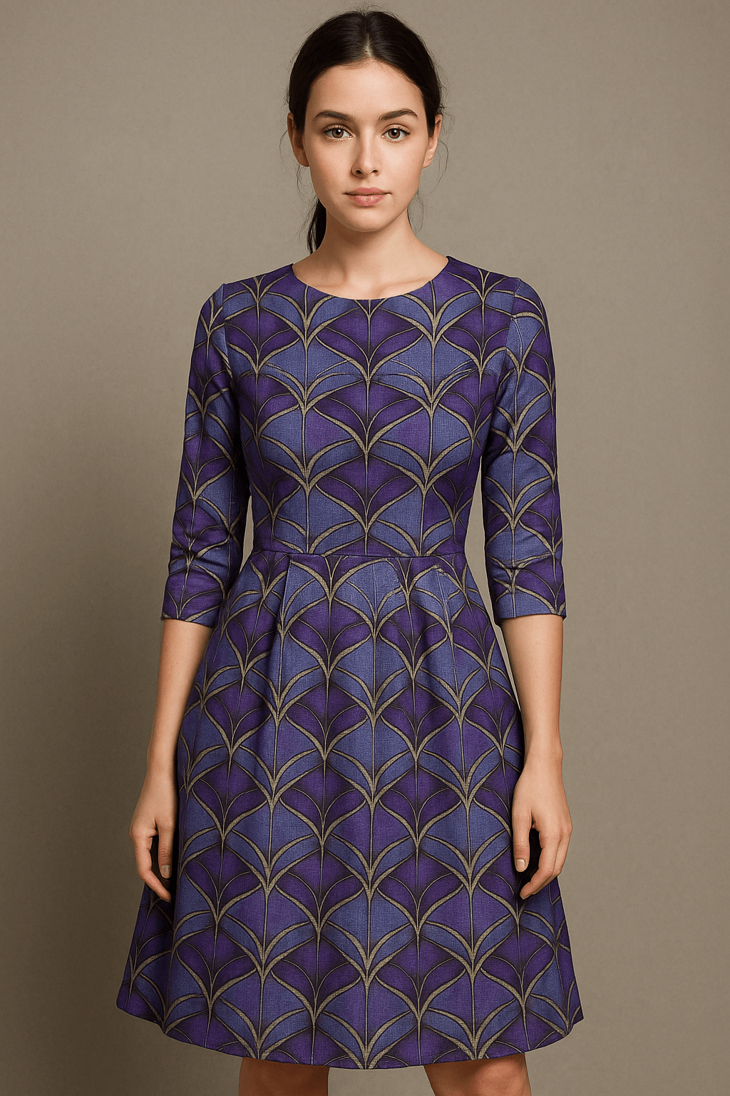 Tissu jersey Punta di Roma - motif abstrait violet 240 g/m²