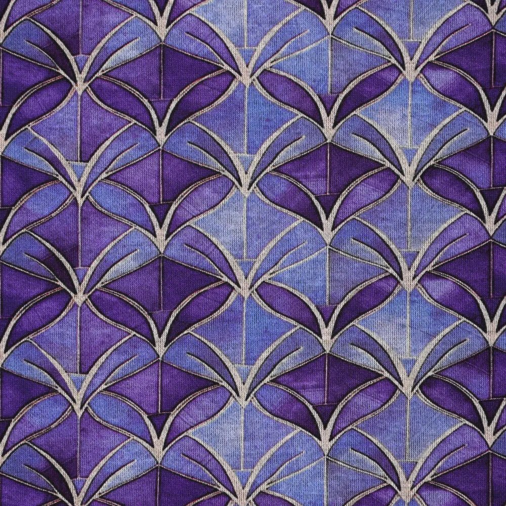 Tissu en maille Punta di Roma - motif abstrait violet 240 g/m²