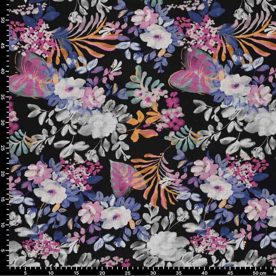 Tissu tricot Punta di Roma - fleurs d'hiver 240 g/m²
