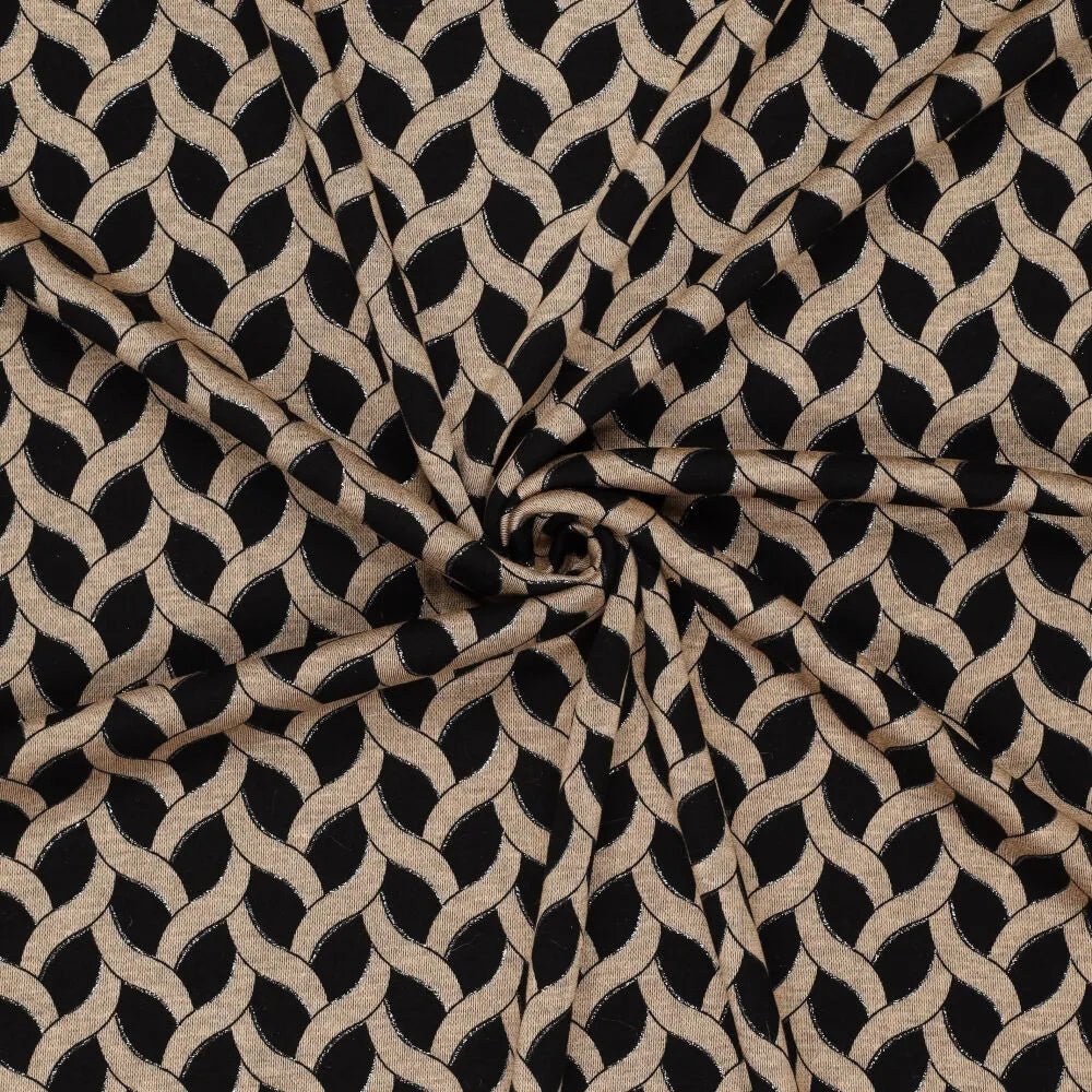 Image avec tissu tricoté Punto di Roma à motif à pois gris 240 g/m² – disponible chez Šarlotes audumi