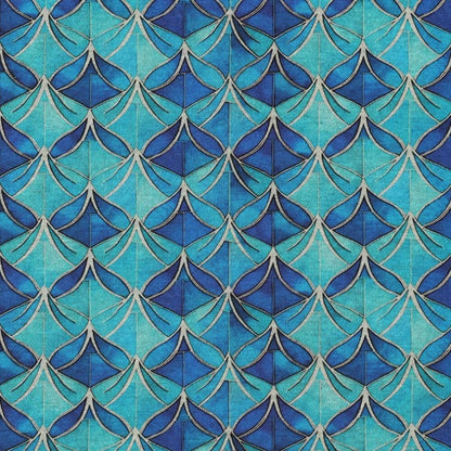 Tissu en maille Punto di Roma à motif abstrait bleu, 240 g/m² – disponible chez Šarlotes audumi